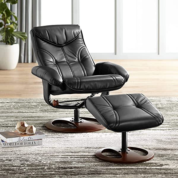 Newport Taupe Swivel Recliner and Slanted Ottoman