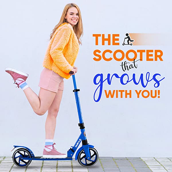 Hurtle Scooter – Scooter for Teenager – Kick Scooter – 2 Wheel Scooter with Adjustable T-Bar Handlebar – Folding Adult Kick Scooter with Alloy Anti-Slip Deck Pink