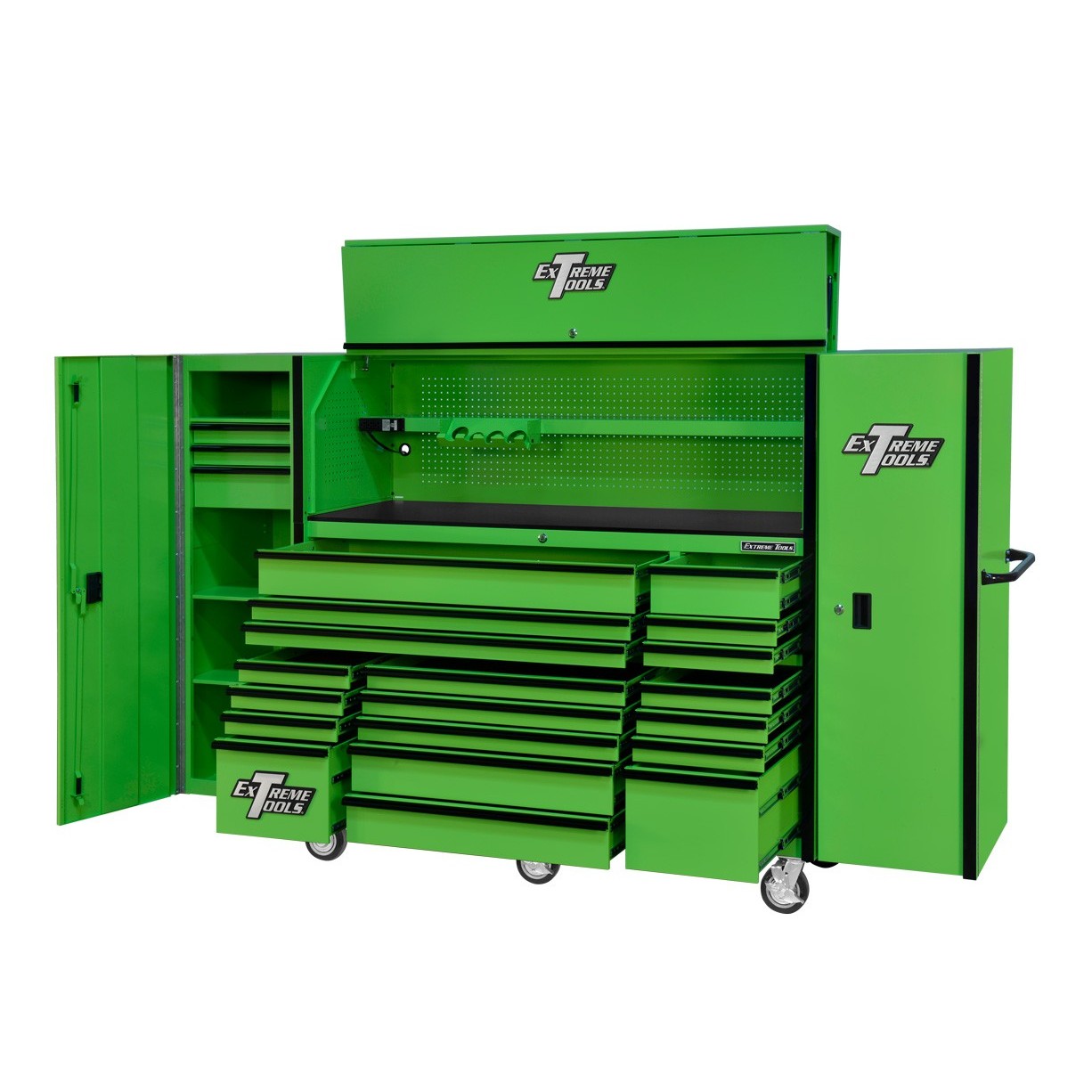 used toolboxExtreme Tools 72 x 25 19 Drawers Roller, Hutch & 2 Side Lockers Combo