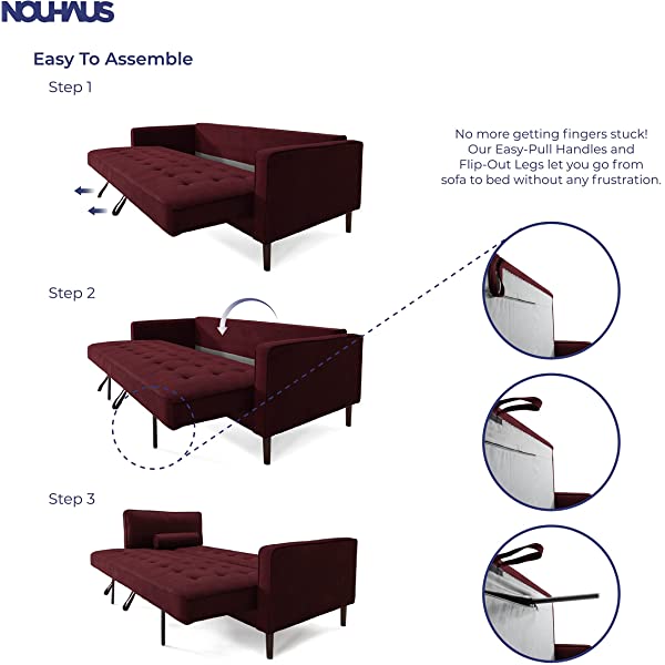 Nouhaus Module, Sleeper Sofa Bed Couch. 7ft Luxury Convertible Sofa Futon Bed with No Roll Together Latex. Ivory Woven Pull Out Bed for Bedroom Couch, Small Apartment Furniture Sofas or RV Couch Woven/Knit Ivory