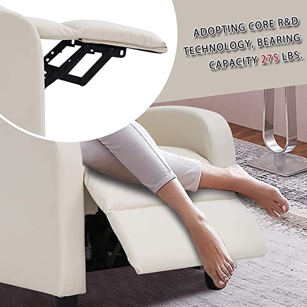 Recliner Chair for Living Room Massage Recliner Sofa Reading Chair Winback Single Sofa Home Theater Seating Modern Reclining Chair Easy Lounge with PU Leather Padded Seat Backrest (Brown)