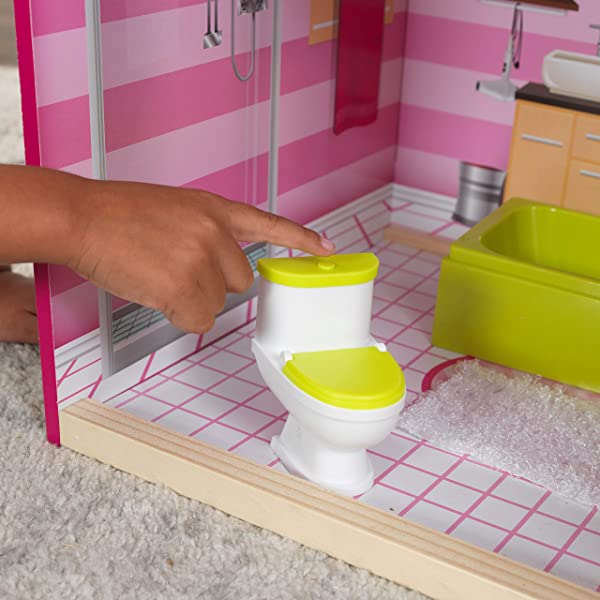 Wooden Modern Dollhouse with Lights & Sounds, Pool and 36 Accessories, Gift for Ages 3+ 49.25