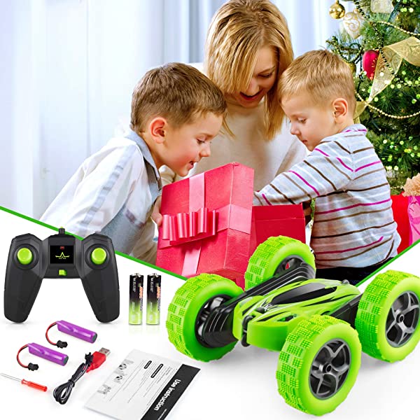 ORRENTE RC Cars Stunt Car Toy Remote Control Car, Offroad Remote Control Monster Trucks 4WD 2.4Ghz RC Rock Crawler with Headlights, Double Sided 360° Flips RC Car Toys Gift for Kids Boys Girls (Red)