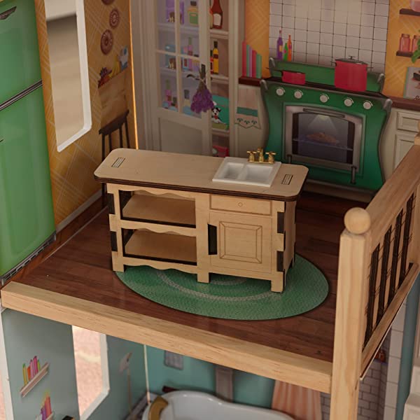 Classic Wooden Dollhouse with EZ Kraft Assembly™, 14-Piece Accessory Set, for 12-Inch Dolls, Gift for Ages 3+