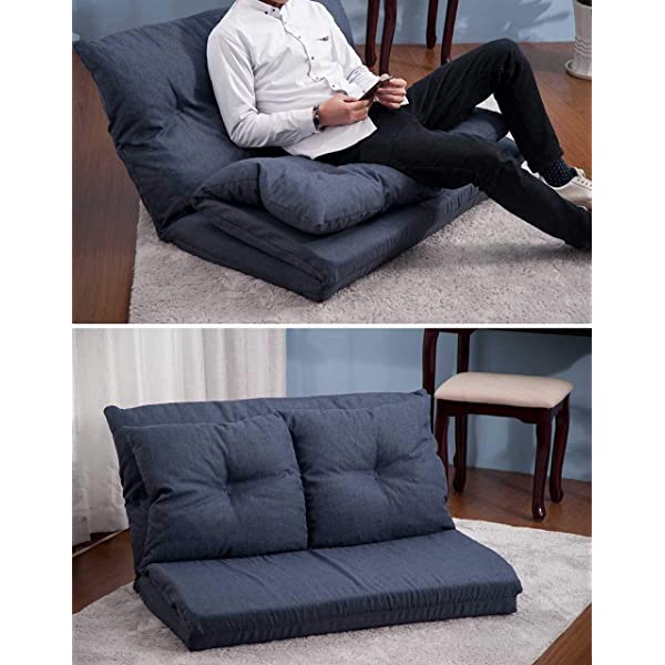 Harper&Bright Designs Folding Lazy Sofa Floor Chaise Lounge Chair Futon with Back Support, Beige