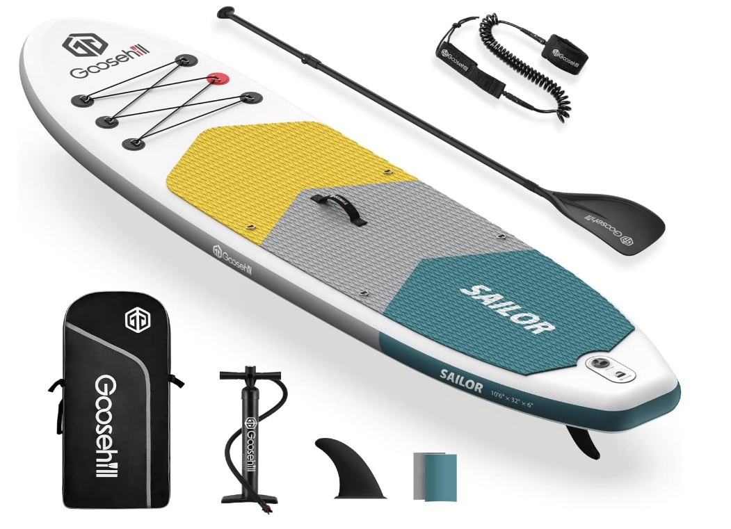 Goosehill Inflatable Stand Up Paddle Board, Premium SUP Package, 10' Long 32