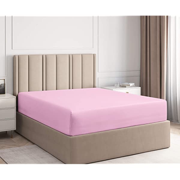 Queen Fitted Sheet - Single Fitted Deep Pocket Sheet - Fits Mattress Perfectly - Soft Wrinkle Free Sheet - 1 Fitted Sheet Only – Light Pink Queen Light Pink