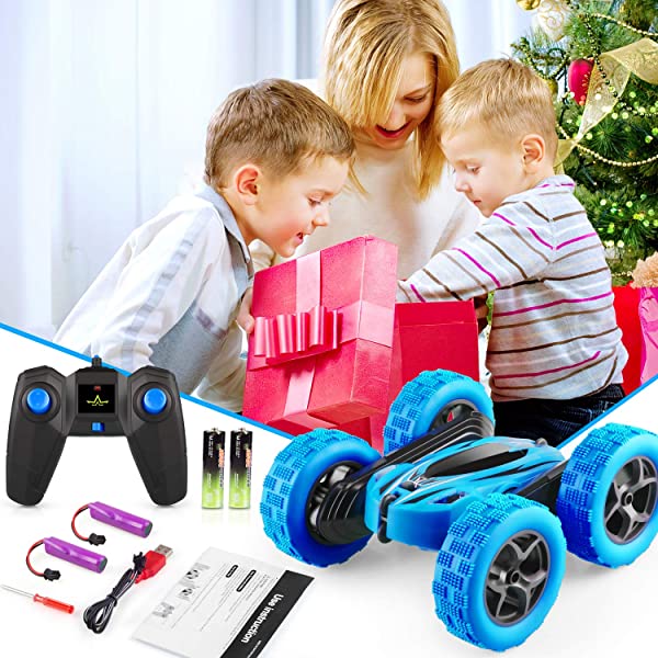 ORRENTE RC Cars Stunt Car Toy Remote Control Car, Offroad Remote Control Monster Trucks 4WD 2.4Ghz RC Rock Crawler with Headlights, Double Sided 360° Flips RC Car Toys Gift for Kids Boys Girls (Red)