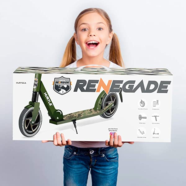 Hurtle Scooter – Scooter for Teenager – Kick Scooter – 2 Wheel Scooter with Adjustable T-Bar Handlebar – Folding Adult Kick Scooter with Alloy Anti-Slip Deck Pink