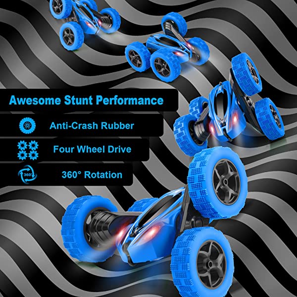 ORRENTE RC Cars Stunt Car Toy Remote Control Car, Offroad Remote Control Monster Trucks 4WD 2.4Ghz RC Rock Crawler with Headlights, Double Sided 360° Flips RC Car Toys Gift for Kids Boys Girls (Red)