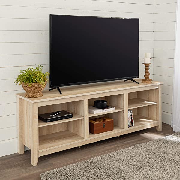 Walker Edison Wren Classic 4 Cubby TV Stand for TVs up to 65 Inches, 58 Inch, Black Black 58 InchTV Stand