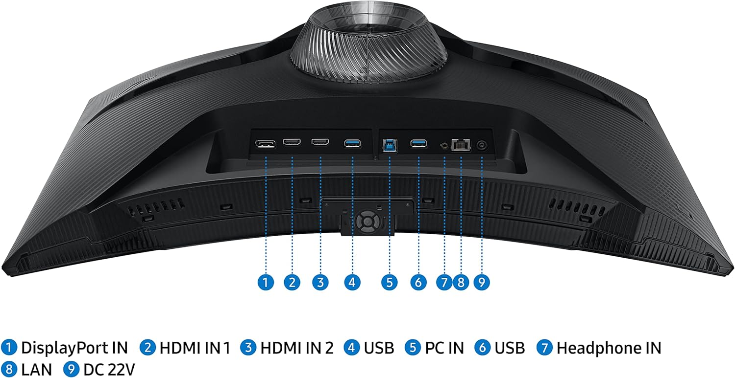 Samsung Odyssey G6 Curved Smart Gaming Monitor with Speaker - QHD 2560x1440, 240Hz, 1ms, Speaker, HDMI 2.1, Full Smart Platform, Freesync Premium Pro, Height Adjustment