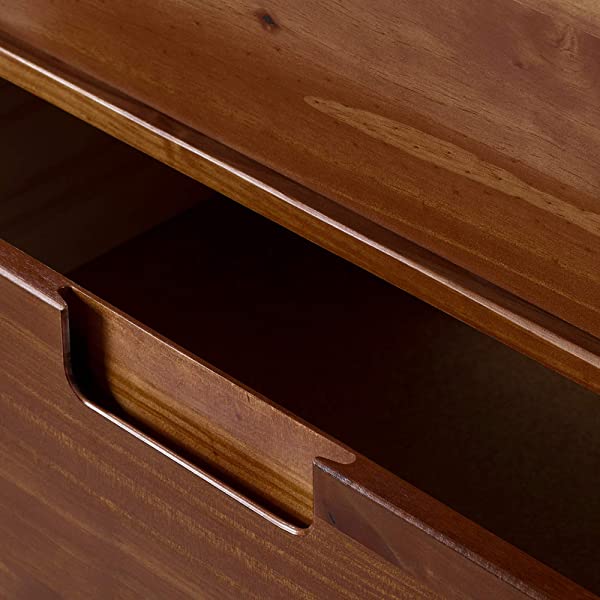 Walker Edison Mid Century Modern Grooved Handle Wood Dresser Bedroom Storage Drawer Organizer Closet Hallway, 6 Drawer, Caramel Caramel 1 pack 6 Drawer