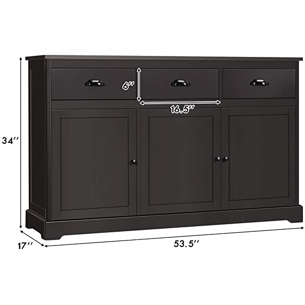 Giantex Sideboard Buffet Server Storage Cabinet Console Table Home Kitchen Dining Room Furniture Entryway Cupboard with 2 Cabinets and 3 Drawers Adjustable Shelves, White (White)
