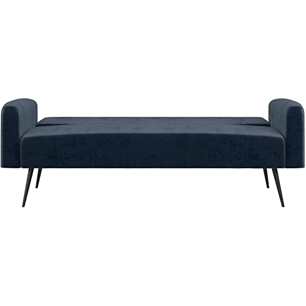 Novogratz 2360379N Z Stevie, Convertible Sofa Bed Couch, Ivory Velvet Futon