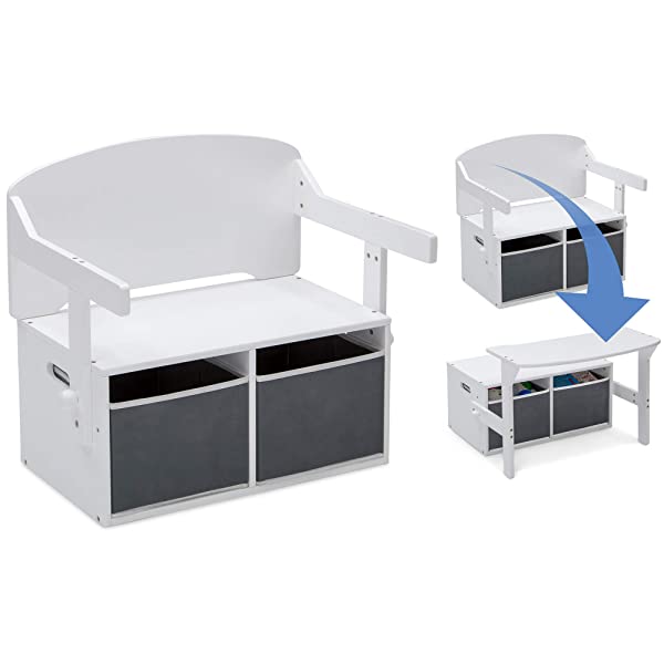 Delta Children MySize Kids Convertible Activity Bench, Bianca White Bianca White MySize