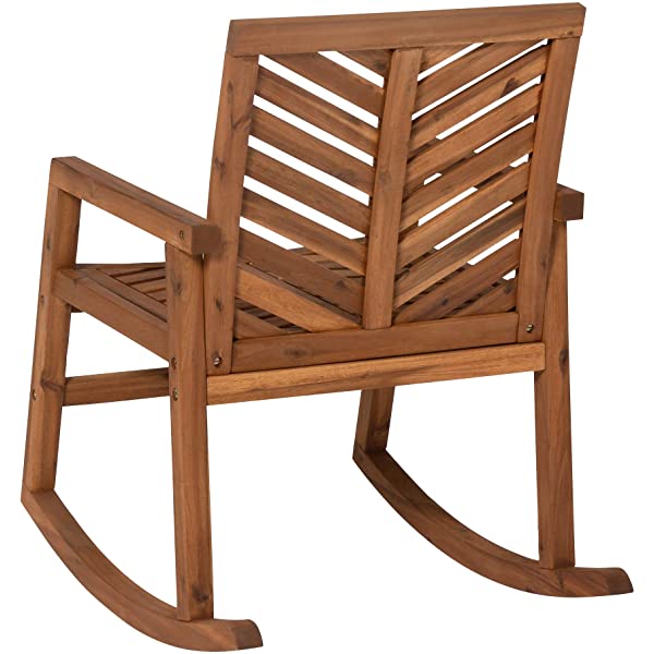 Walker Edison 5 Person Outdoor Wood Chevron Patio Furniture Dining Set Table Chairs Bench All Weather Backyard Conversation Garden Poolside Balcony, 4 Piece, Brown Brown 4 Piece Dining Set