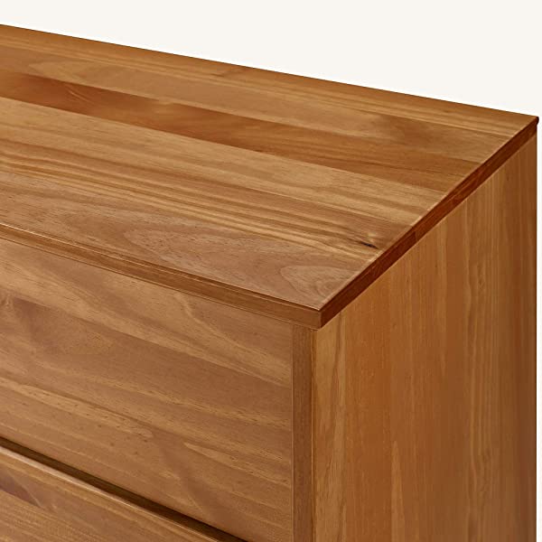 Walker Edison Mid Century Modern Grooved Handle Wood Dresser Bedroom Storage Drawer Organizer Closet Hallway, 6 Drawer, Caramel Caramel 1 pack 6 Drawer