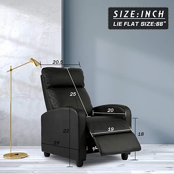 Recliner Chair for Living Room Massage Recliner Sofa Reading Chair Winback Single Sofa Home Theater Seating Modern Reclining Chair Easy Lounge with PU Leather Padded Seat Backrest (Brown)