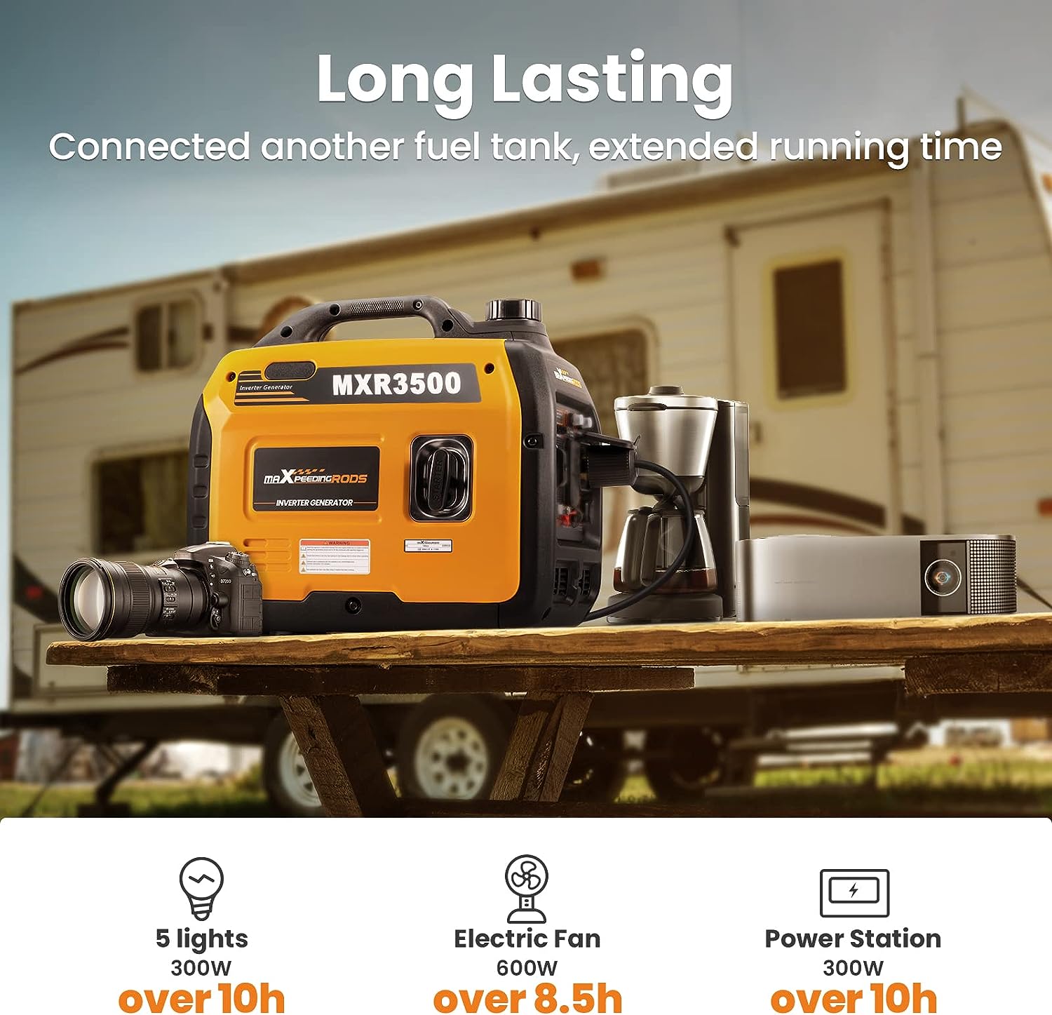 maXpeedingrods 3300W Portable Inverter Generator Gasoline Silent Pure Sine Wave Generator