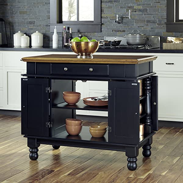 Homestyles Kitchen Island Americana Dual Side Storage Cabinet, 36 Inches High by 42 Inches Wide, Antique White
