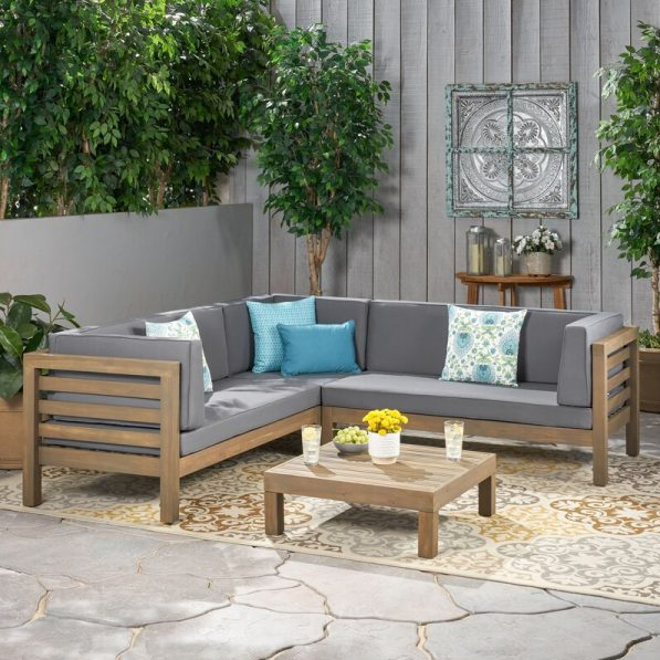 Seaham Solid Wood 5-Seat Group with Cushion