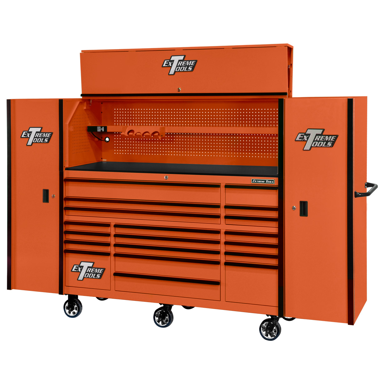 used toolboxExtreme Tools 72 x 25 19 Drawers Roller, Hutch & 2 Side Lockers Combo