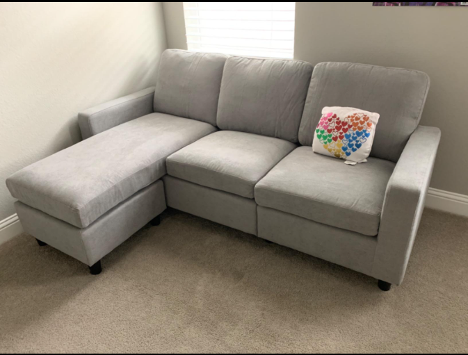 Nolany L-Shaped Corner Sofa 3 Seater Sectional Couch with Reversible Chaise Sofa for Living Room(Grey)