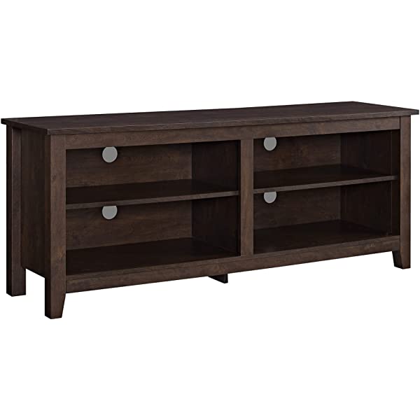 Walker Edison Wren Classic 4 Cubby TV Stand for TVs up to 65 Inches, 58 Inch, Black Black 58 InchTV Stand