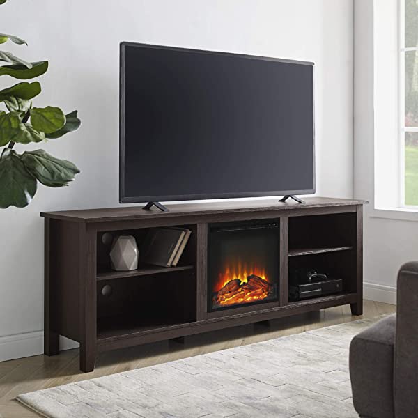 Walker Edison Wren Classic 4 Cubby TV Stand for TVs up to 65 Inches, 58 Inch, Black Black 58 InchTV Stand