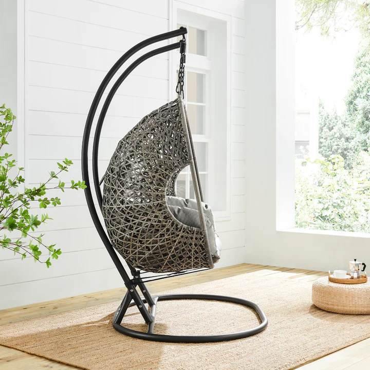 Double Egg Chair and Single Egg Chair with Stand, Luxury Wicker Rattan Patio Basket Swing Egg Chair