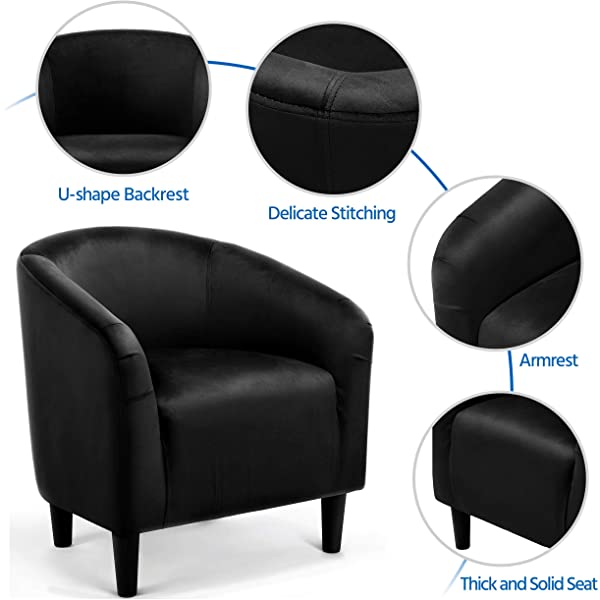 Yaheetech Set of 2 Modern Style Accent Barrel Chair Upholstered Chair Arm Chair Club Chair for Living Room Bedroom Reception Room Office Ivory