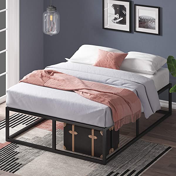 ZINUS Joseph Metal Platforma Bed Frame / Mattress Foundation / Wood Slat Support / No Box Spring Needed / Sturdy Steel Structure, Queen Queen 14 Inch