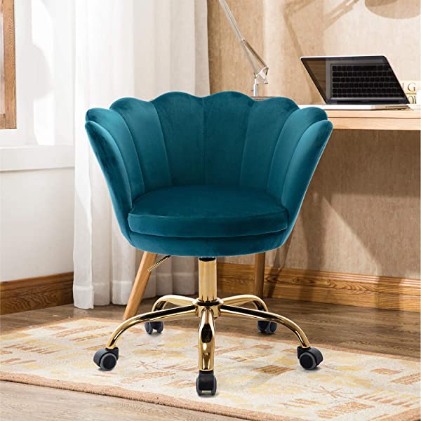 MTFY Modern Home Office Swivel Chair, Shell Desk Chair with Adjustable Height, Upholstered Ergonomic Computer Desk Chair Leisure Task Chair Accent Armchair for Office, Living Room,Bedroom (Beige)
