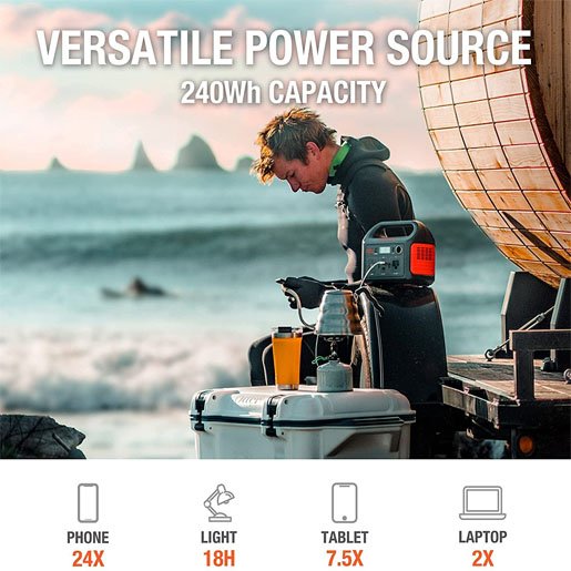 Jackery Solar Generator 240, 240Wh Backup Lithium Battery, 110V200W Pure Sine Wave AC Outlet, Solar Generator for Outdoors Camping Travel Hunting Emergency