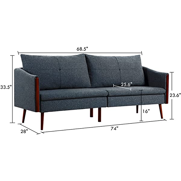 Vonanda Faux Leather Sofa Couch, Modern Tufted 3-Seater Sofa with Clean Lines and Upholstered Artificial Leather for Compact Living Space, Chestnut Brown 3-seater sofa Chestnut Brown