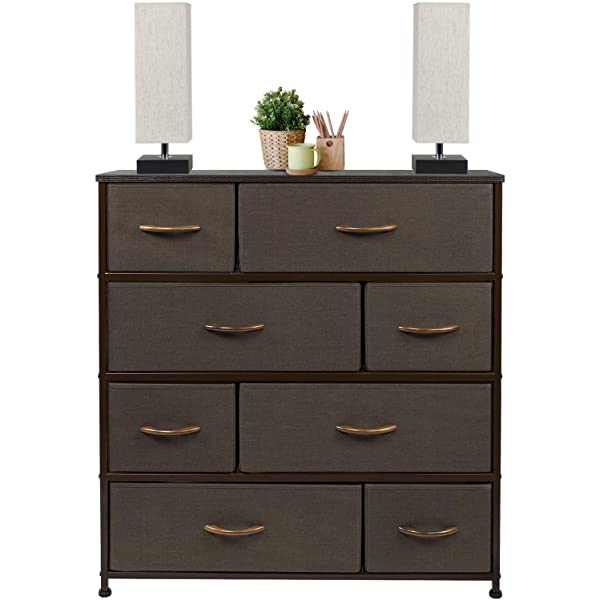 Sorbus Dresser with 8 Drawers - Furniture Storage Chest Tower Unit for Bedroom, Hallway, Closet, Office Organization - Steel Frame, Wood Top, Easy Pull Fabric Bins (White)