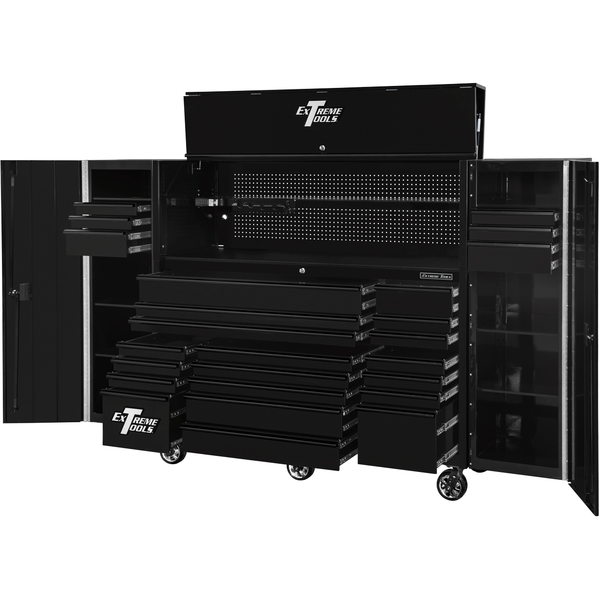 used toolboxExtreme Tools 72 x 25 19 Drawers Roller, Hutch & 2 Side Lockers Combo