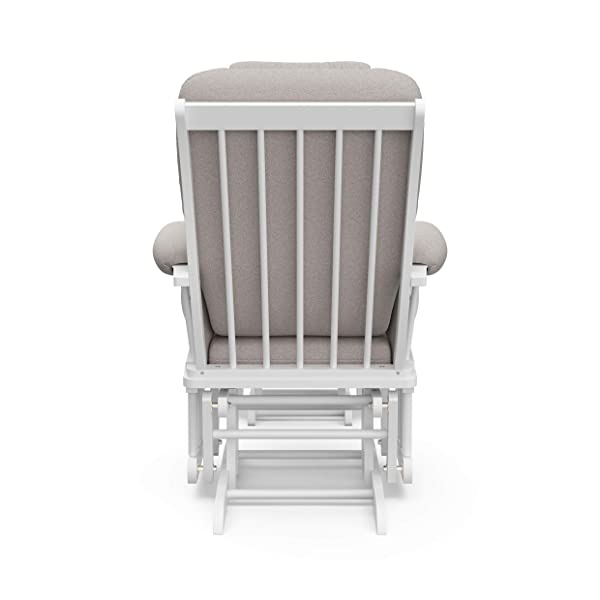 Storkcraft Tuscany Custom Glider and Ottoman with Free Lumbar Pillow, Black/Grey, Cleanable Upholstered Comfort Rocking Nursery Chair with Ottoman Black/Gray