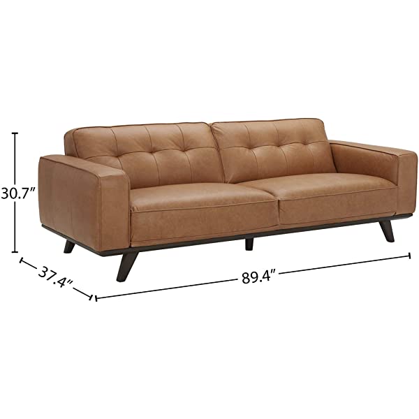 Amazon Brand – Rivet Bigelow Modern Oversized Leather Accent Chair with Wood Base, 44.1