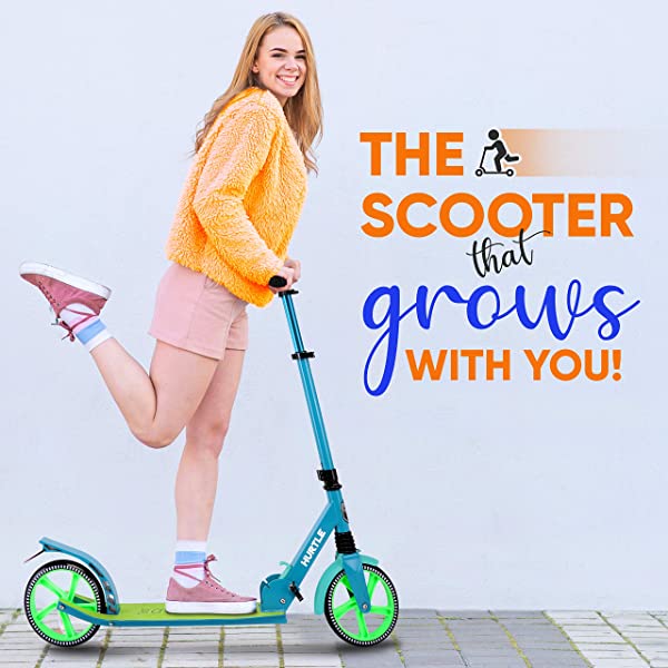 Hurtle Scooter – Scooter for Teenager – Kick Scooter – 2 Wheel Scooter with Adjustable T-Bar Handlebar – Folding Adult Kick Scooter with Alloy Anti-Slip Deck Pink