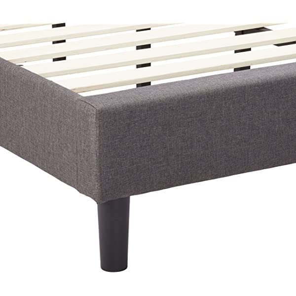 Zinus Dachelle Upholstered Platform Bed Frame / Mattress Foundation / Wood Slat Support / No Box Spring Needed / Easy Assembly, Queen, Platform Bed Only, Dark Grey Dark Grey Queen Platform Bed Only