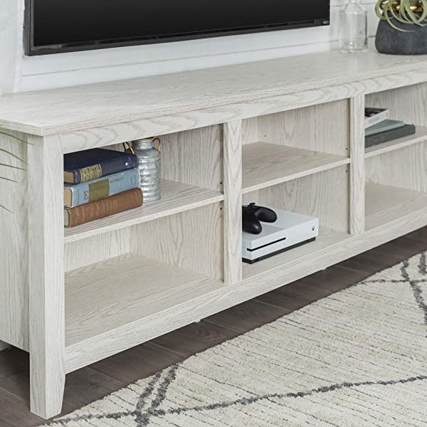 Walker Edison Wren Classic 4 Cubby TV Stand for TVs up to 65 Inches, 58 Inch, Black Black 58 InchTV Stand