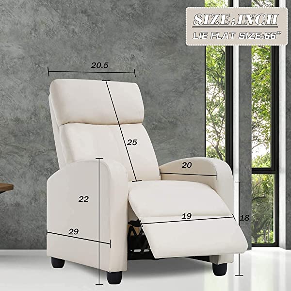 Recliner Chair for Living Room Massage Recliner Sofa Reading Chair Winback Single Sofa Home Theater Seating Modern Reclining Chair Easy Lounge with PU Leather Padded Seat Backrest (Brown)