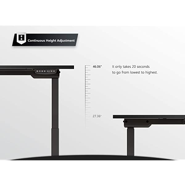 FEZIBO Dual Motor L-Shaped Electric Standing Desk, 48 Inches Height Adjustable Corner Desk, Full Sit Stand Home Office Table with Splice Board, Black Frame/Rustic Brown Top