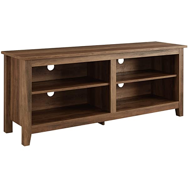 Walker Edison Wren Classic 4 Cubby TV Stand for TVs up to 65 Inches, 58 Inch, Black Black 58 InchTV Stand