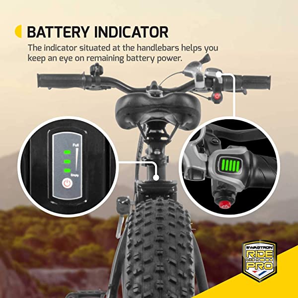 Swagtron EB-6 Bandit E-Bike 350W Motor, Power Assist, 4” Tires, 20” Wheels, Removable 36V Lithium Ion Battery, Dual Disc Brakes– Electric Bike 7-Speed Shimano SIS Shifting Built for Trail Riding White
