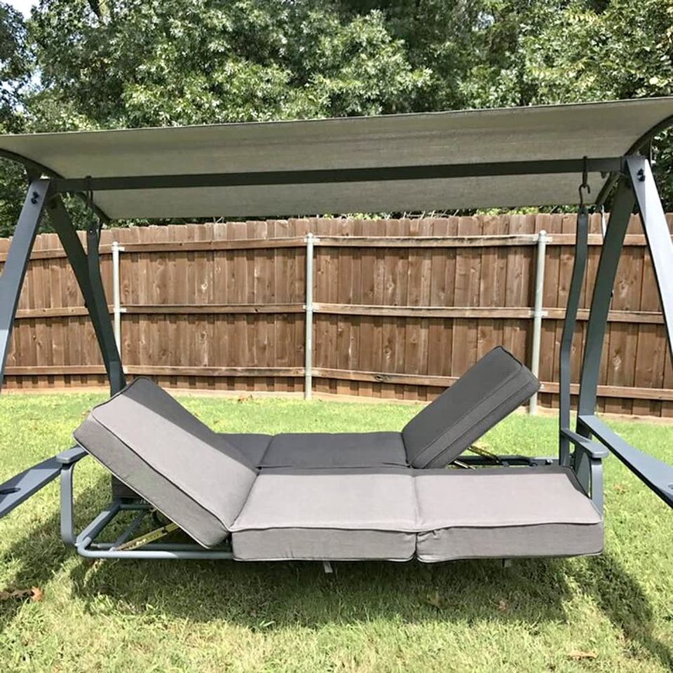 3 Person Patio Swinging Bench Chair 3-Seat Daybed Porch Swing Seater Outdoor