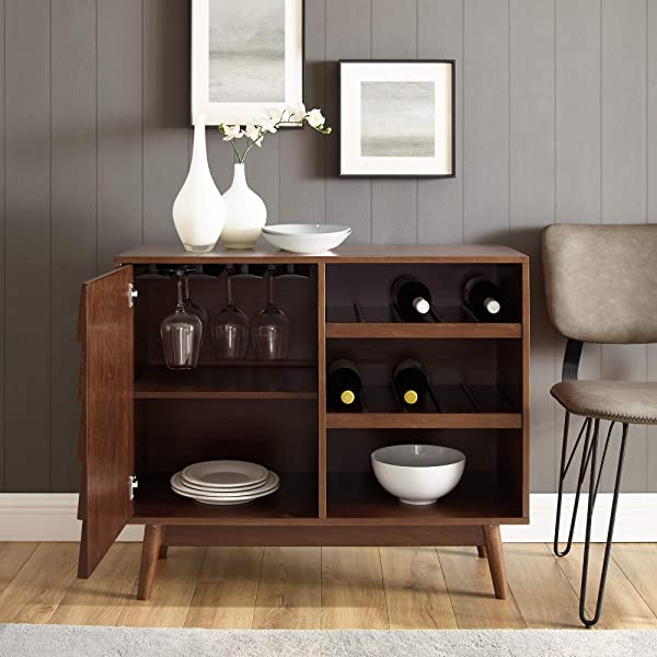 Walker Edison Charlotte Classic Glass Door Storage Buffet, 52 Inch, Espresso Espresso 52 Inch