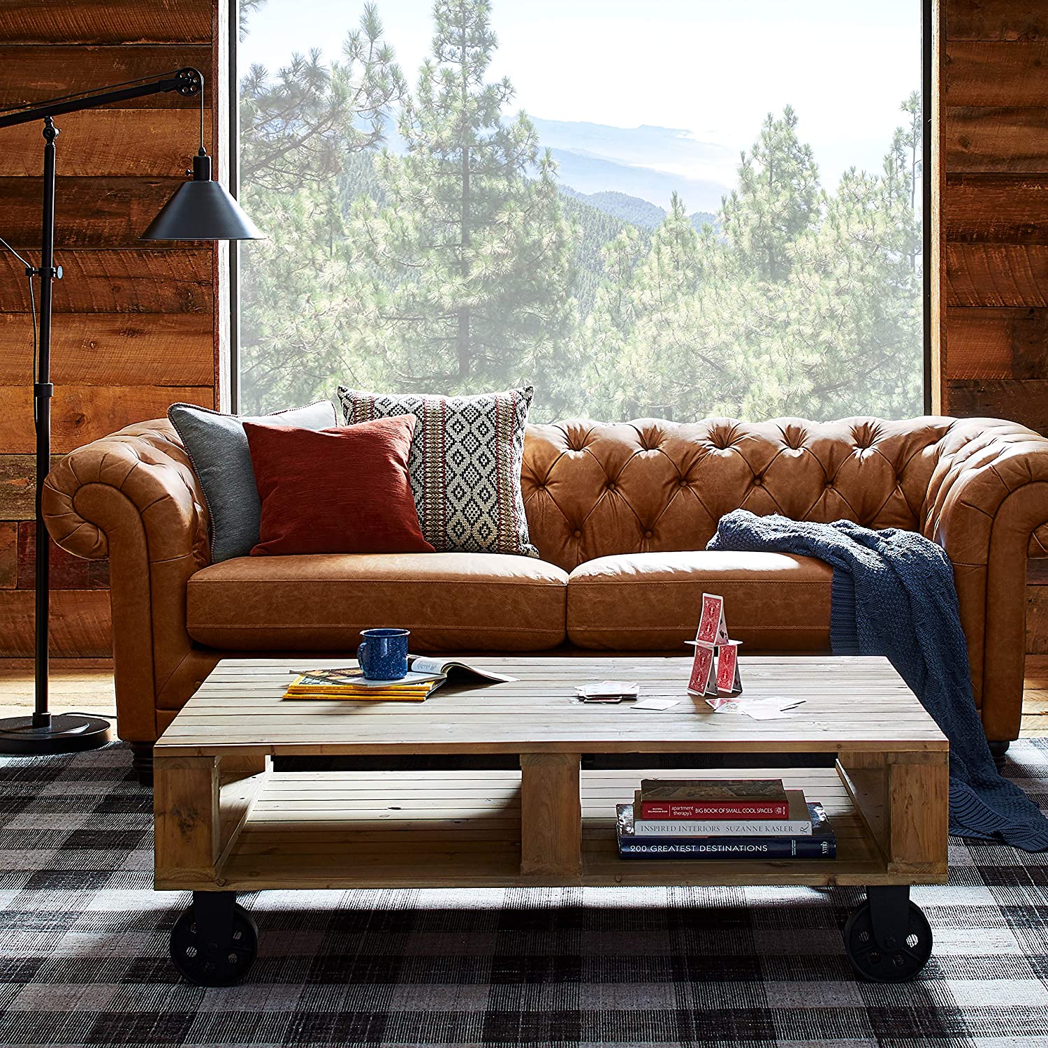 Tufted Leather Sofa, 92.9